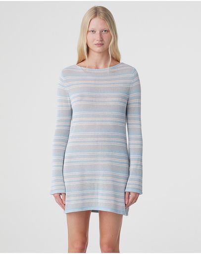 Dusk Blue & Cream Stripe
