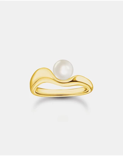 THOMAS SABO - THOMAS SABO Wavy Ring with Freshwater Pearl in Gold
