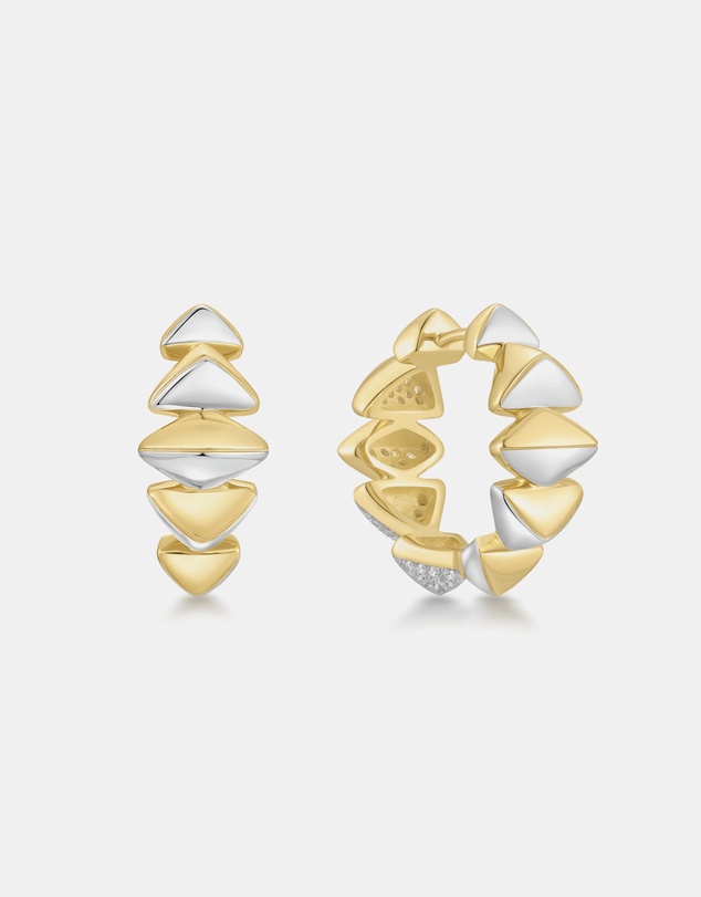 Ania Haie - Ania Haie Two-Tone Sparkling Bold Puffy Spike Hoop Earrings