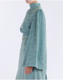 Amelius - Loren Linen Jacquard High Neck Blouse