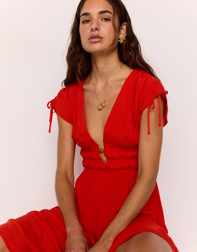 MINKPINK - Scarlett V-Neck Midi Dress