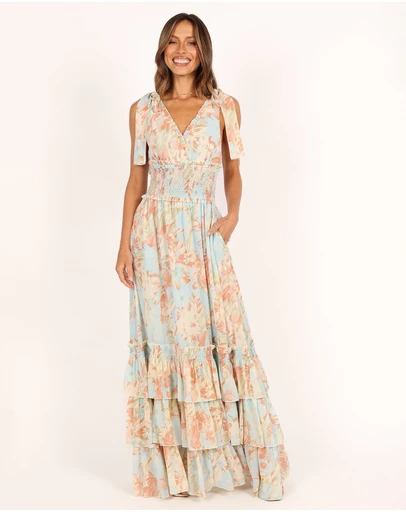 Petal & Pup - Christabel Tiered Maxi Dress - Blue Floral