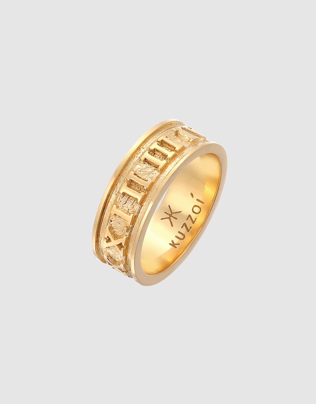 Kuzzoi - ICONIC EXCLUSIVE - Roman Numbers Band Ring in Gold-Plated 925 Sterling Silver