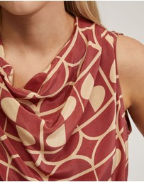 Oxford - Angelica Geo Print Soft Neck Top