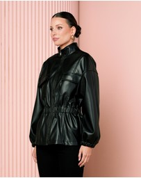 Azzurielle - Jyn Cinch Waist Leather Jacket