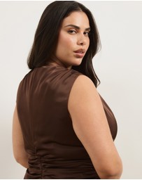 Atmos&Here Curvy - Quinn Satin Midi Dress with Lace Trim