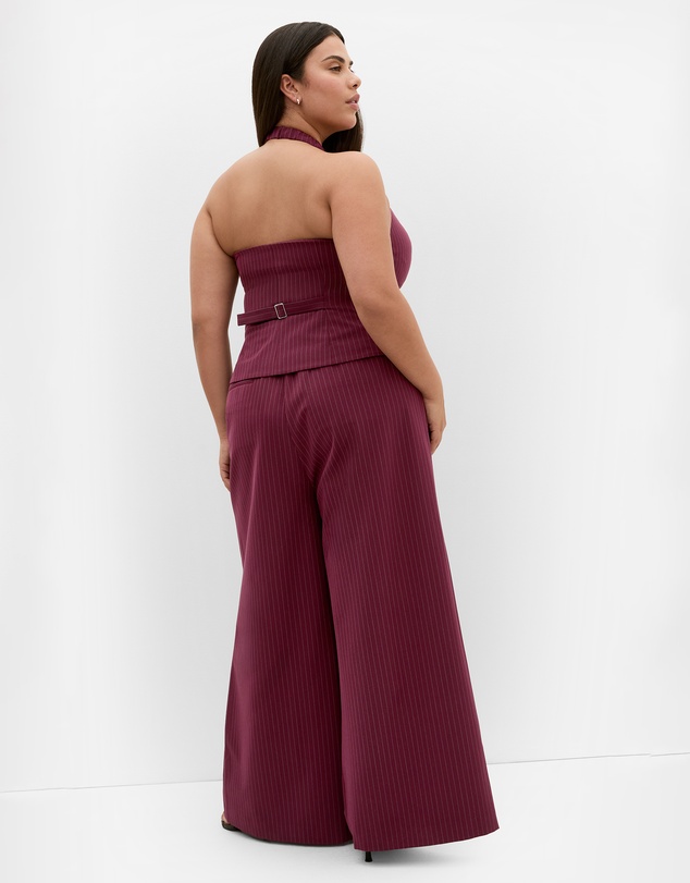 City Chic - Plus size Cora Blue Stripe Vest - berry