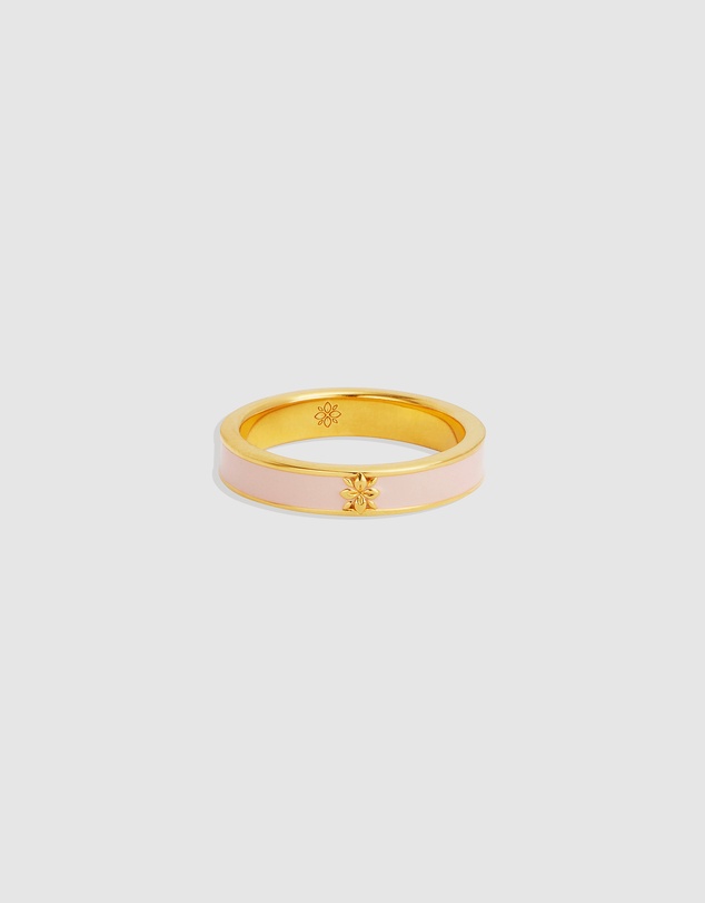 By Charlotte - Born to Bloom Enamel Ring - Rose Quartz