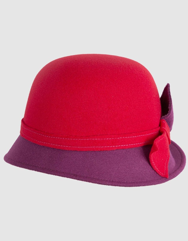 Max Alexander - Winter Felt Red/Wine Cloche Hat