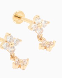 Lovisa - Gold Plated Surgical Steel Cubic Zirconia Flower Flat Back Earrings