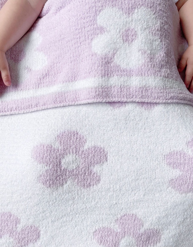 Living Textiles - Chenille Blanket - Purple Flowers