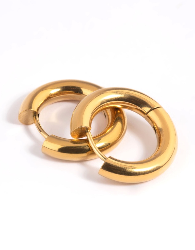Lovisa - Waterproof Gold Plated Stainless Steel Thick Huggie Hoop Earrings