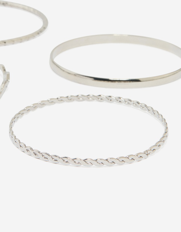 Lovisa - Silver Rope & Textured Bangles 10-Pack