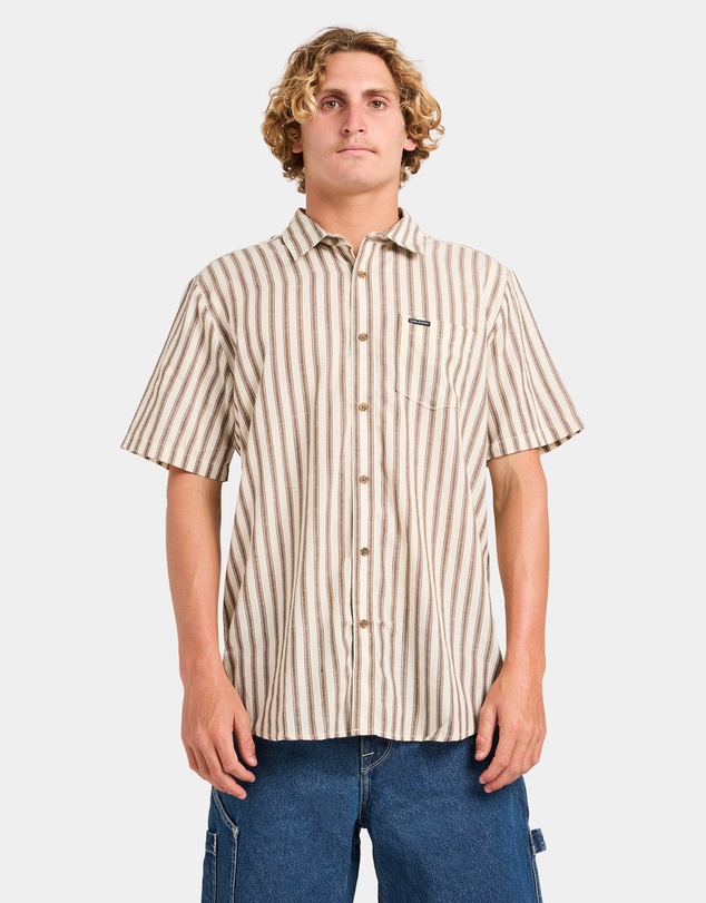 Volcom - Mens Arvostripe Woven Short Sleeve Shirt