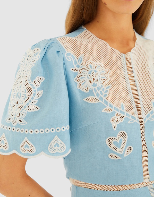 Farm Rio - Embroidery Short Sleeve Midi Dress