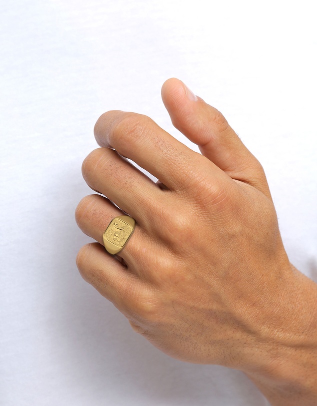 Kuzzoi - ICONIC EXCLUSIVE - Horse Signet Ring in Gold-Plated 925 Sterling Silver