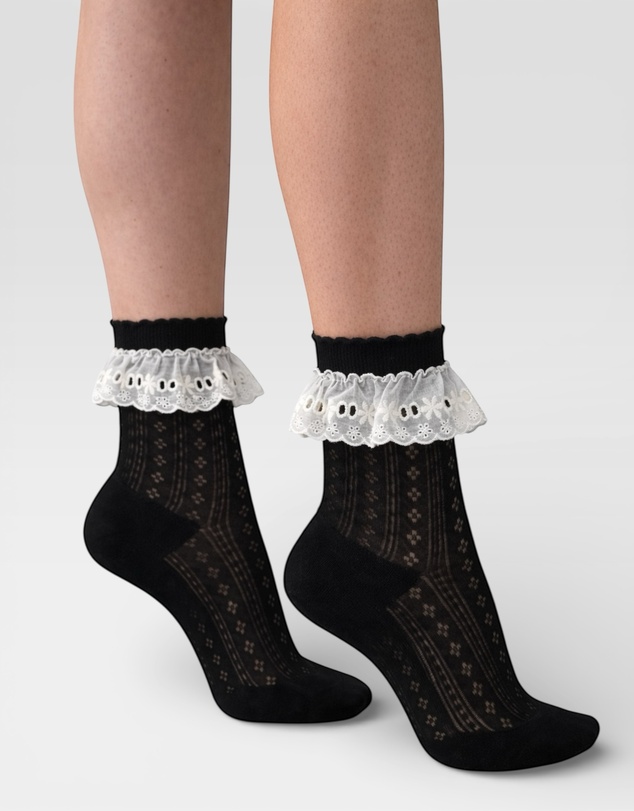 High Heel Jungle - Bobby Lace Frill Trim Cotton Bobby Socks