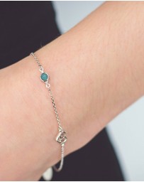 Georgini - Natural Turquoise And Two Natural Diamond December Silver Bracelet