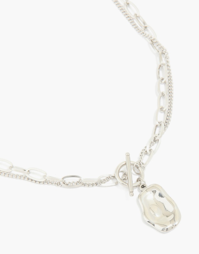 Lovisa - Waterproof Stainless Steel Molten Pendant & Chain Layered Necklace
