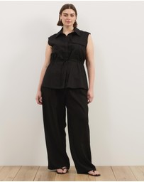 Atmos&Here Curvy - Charlotte Sleeveless Longline Linen Top