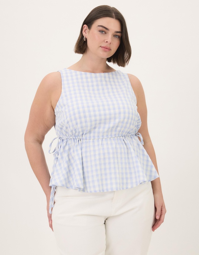 Atmos&Here Curvy - Greta Gingham Peplum Top