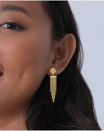 Elli Jewelry - Earrings Ear Hanger Platelet Chain Look Elegant in 925 sterling silver Gold plated