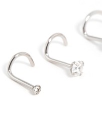 Lovisa - Surgical Steel Cubic Zirconia Butterfly & Round Nose Stud 3-Pack
