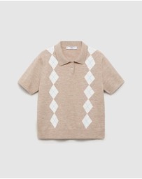M.N.G - Argyle Polo-Neck Sweater