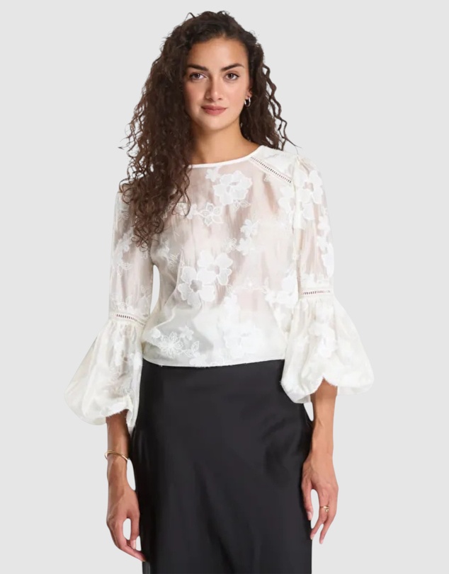 GUESS - Long Sleeve Brigitte Embro Top