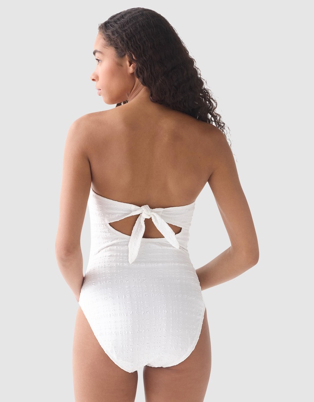 Kate Spade - Seersucker Ring Detail Removable Strap Bandeau Swimsuit