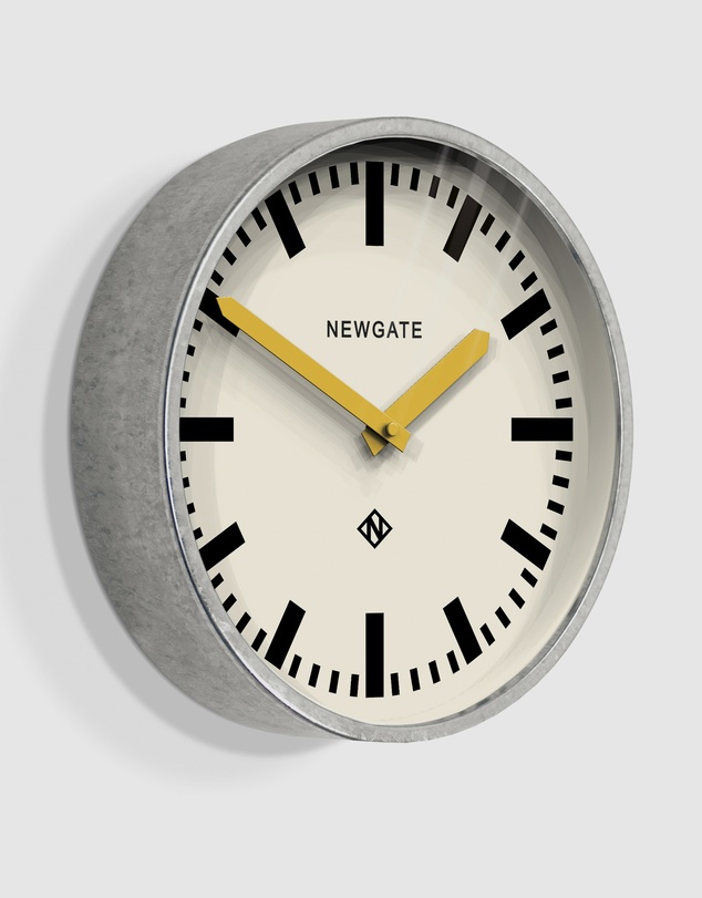Newgate - Newgate Luggage Wall Clock Galvanised Yellow Hands