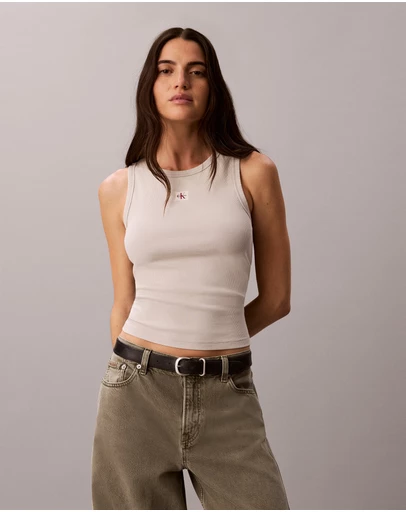 Calvin Klein Jeans - Woven Monologo Rib Tank Top