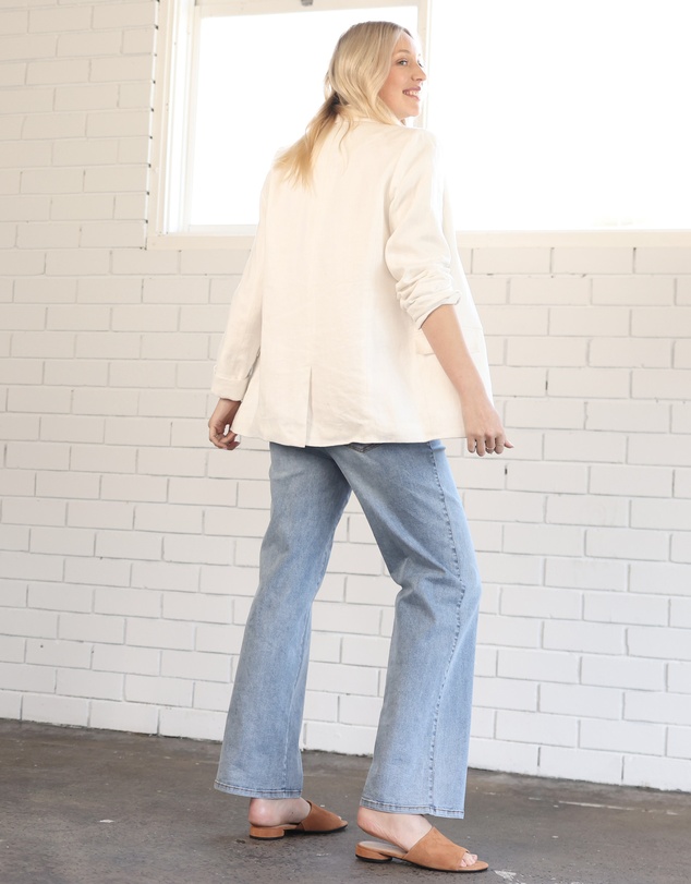 Angel Maternity - Maternity Linen Jacket in White