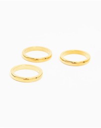 Lovisa - Waterproof Gold Plated Stainless Steel Band Rings 3-Pack