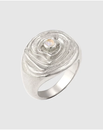 Haze & Glory - ICONIC EXCLUSIVE - Ring Swirly Dome Moonstone - Silver