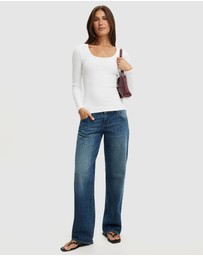 Cotton On - Scoop Neck Rib Long Sleeve Top