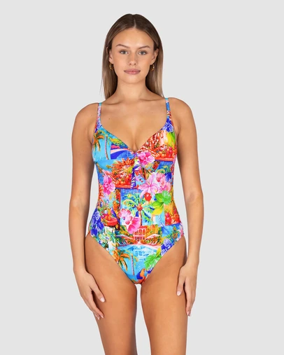 Baku Swimwear - Tropicalia D/E Cup Tie Front One Piece Swimsuit