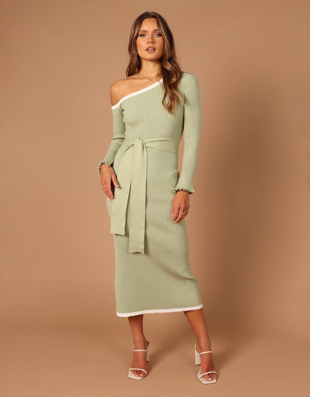 Petal & Pup - Milan Off Shoulder Midi Dress - Sage