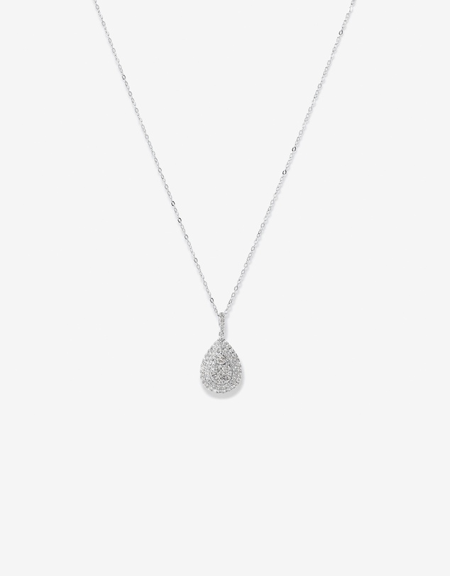 Michael Hill - 0.65 Carat TW Pear Shaped Diamond Cluster Pendant with Chain in 10kt White Gold