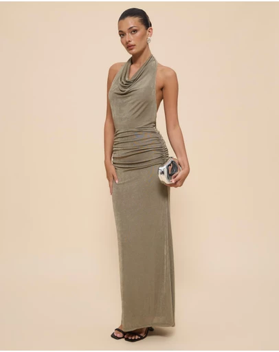 CHANCERY - Draped Bodice Halter Jersey Dress