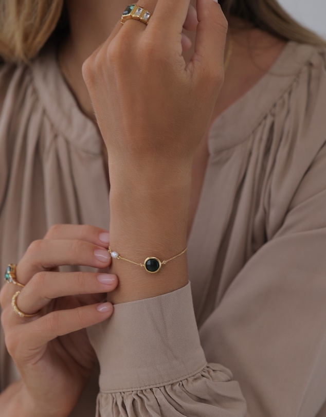 Elli Jewelry - Bracelet Quartz Circle 925 Sterling Silver Gold-Plated