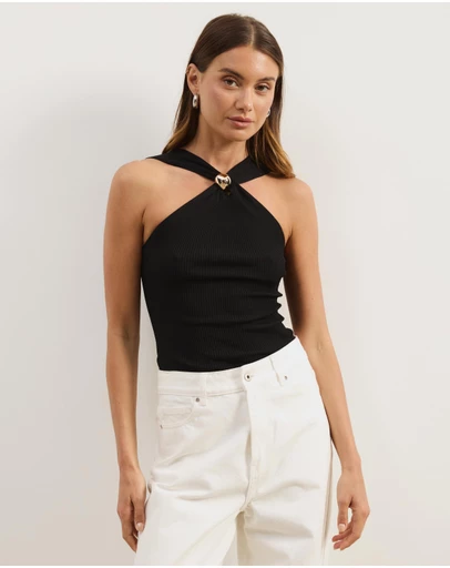 Atmos&Here - Poppy Cross Over Knit Halter Tank