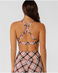 Lorna Jane - Sorbet Plaid Rib Sports Bra