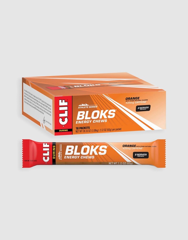 CLIF - Orange (25mg Caffeine) Bloks Energy Chews - 18x60g