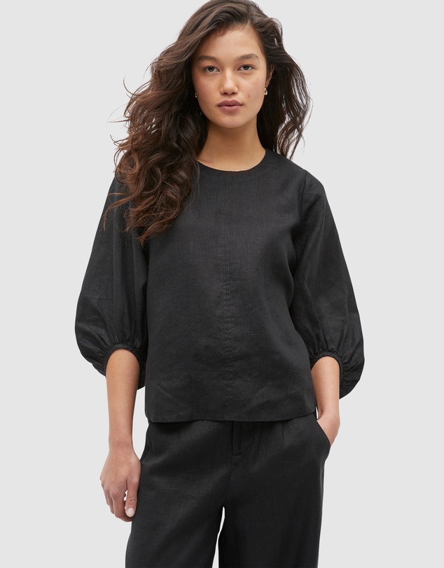 Seed Heritage - Core Linen Balloon Sleeve Top