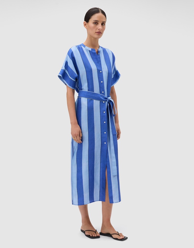 Oroton - Slub Silk Stripe Column Dress