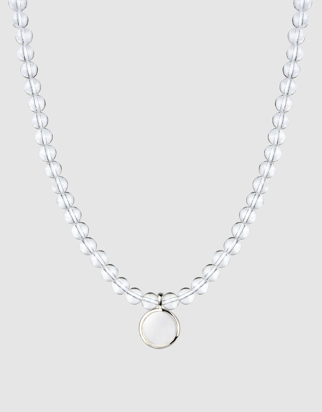 Elli Jewelry - Rock Crystal Beaded Disc Necklace in 925 Silver