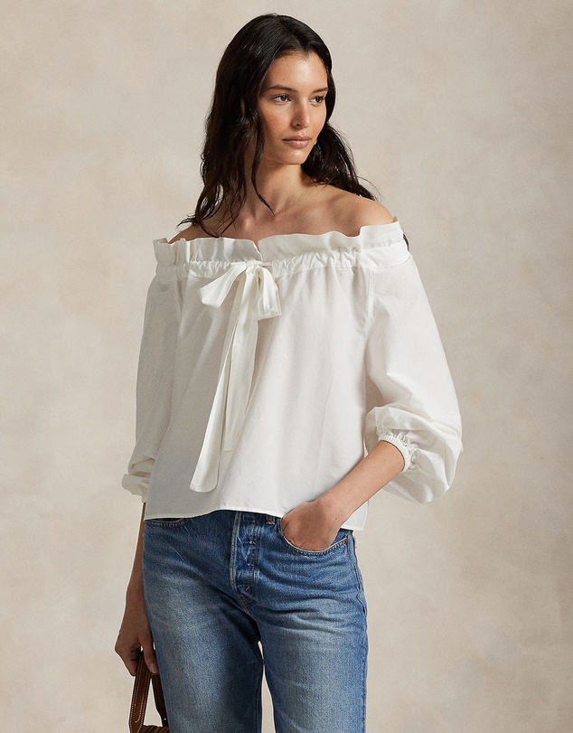 Polo Ralph Lauren - Off-The-Shoulder Cotton-Silk Blouse