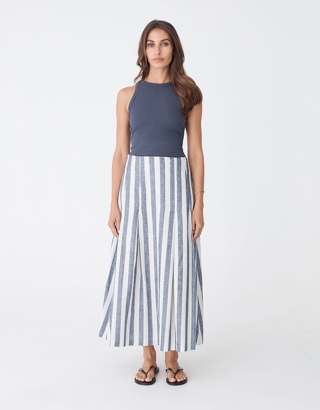 Forcast - Ikaria Linen Blend Midi Skirt
