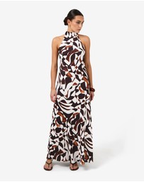 Forcast - Hazel Printed Halter Dress